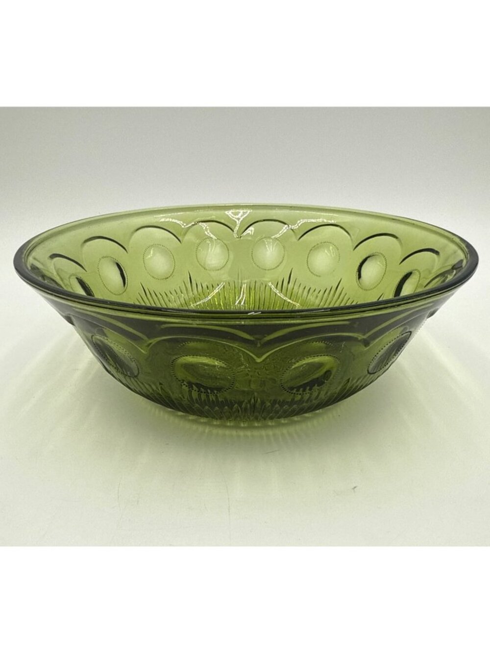 Vintage Bartlett Collins Avocado Green Glass Serving Bowl- 8.38" Diameter